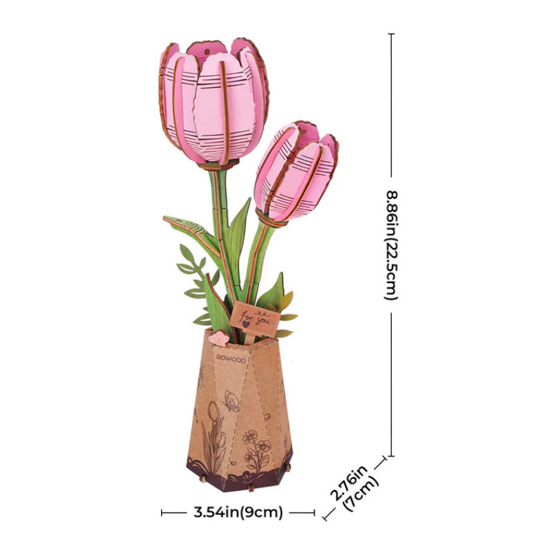 MAQUETA FLORES Tulipan Rosa