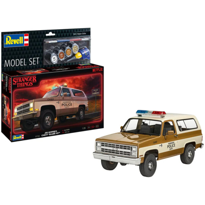 MAQUETA STRANGER THINGS Chevrolet K5 Policia 1:25 (Pintura/Pegamento)