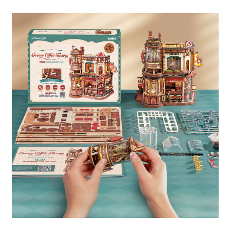 MAQUETA FABRICA DE CAFÉ MOVIMIENTO MÚSICA LUCES