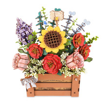 MAQUETA CAJA MADERA CON FLORES
