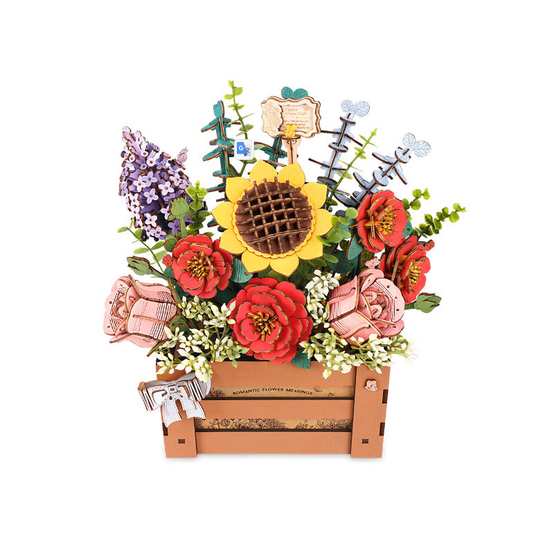 MAQUETA CAJA MADERA CON FLORES
